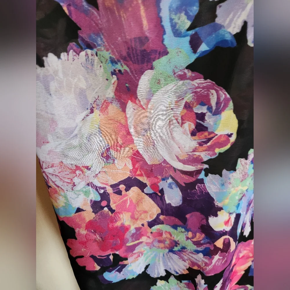 Bar III Floral Swimsuit Coverup Black Large